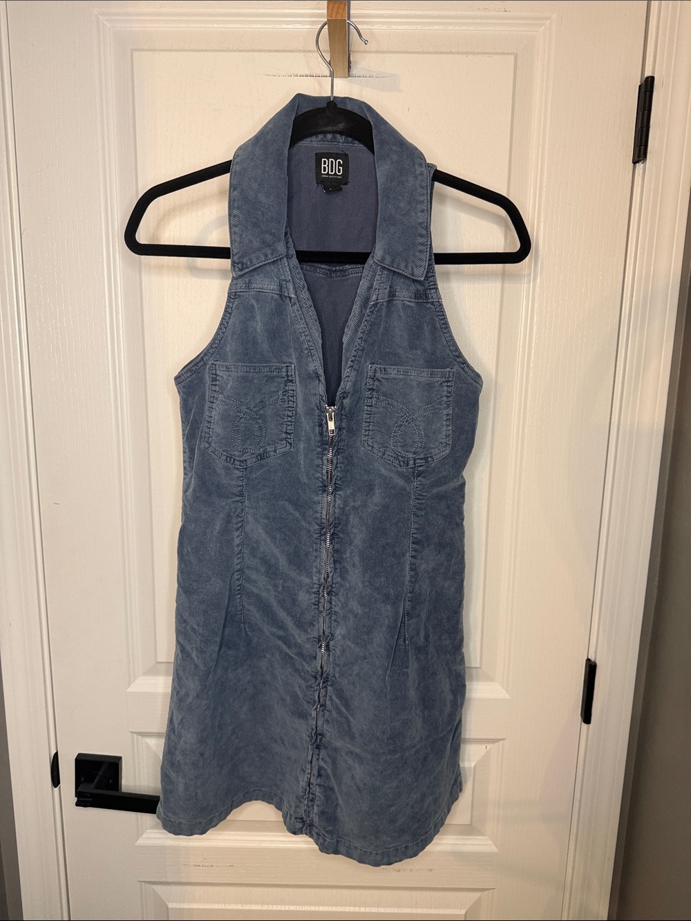 BDG Washed Denim Zip-Up Mini Dress in Blue